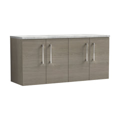 [BFLE2523LBG2] Balterley Level 1200mm Wall Hung 4 Door Vanity Unit with Laminate Worktop for Spacious Natural-Wood Bathroom Storage - Solace Oak - Cutout