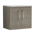 [BFLE2523LBG] Balterley Level 600mm Wall Hung 2 Door Vanity Unit with Laminate Worktop for Compact Natural Wood Bathroom Storage - Solace Oak - Cutout