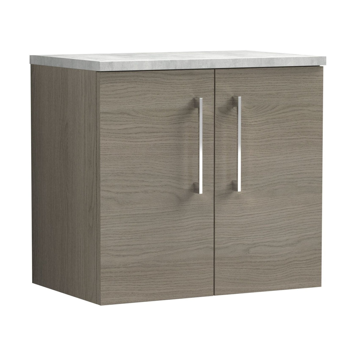 [BFLE2523LBG] Bramshall Wall Hung 2 Door Vanity Unit with Bellato Grey Laminate Worktop, 600mm, Choice of Colour - Cutout