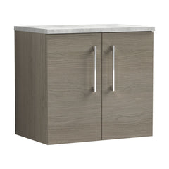 [BFLE2523LBG] Bramshall Wall Hung 2 Door Vanity Unit with Bellato Grey Laminate Worktop, 600mm, Choice of Colour - Cutout