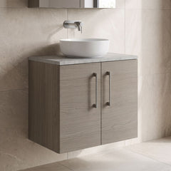 [BFLE2523LBG] Bramshall Wall Hung 2 Door Vanity Unit with Bellato Grey Laminate Worktop, 600mm, Choice of Colour
