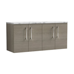 [BFLE2523LCM2] Bramshall Contemporary 4 Door Wall Hung Vanity Unit with Carrera Marble Laminate Worktop, 1200mm, Choice of Colour - Cutout