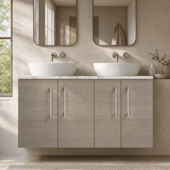 [BFLE2523LCM2] Bramshall Contemporary 4 Door Wall Hung Vanity Unit with Carrera Marble Laminate Worktop, 1200mm, Choice of Colour - Silo