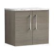 [BFLE2523LCM] Balterley Level 600mm Wall Hung 2 Door Vanity Unit with Laminate Worktop for Compact Natural-Wood Bathroom Storage - Solace Oak - Cutout
