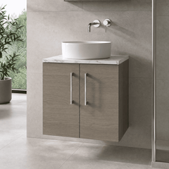 [BFLE2523LCM] Bramshall Contemporary 2 Door Wall Hung Vanity Unit with Carrera Marble Laminate Worktop, 600mm, Choice of Colour