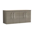 [BFLE2523W2] Balterley Level Modern Bathroom 1200mm Wall Hung 4-Door Vanity Unit with Worktop, Soft Close Doors, Solace Oak - Cutout