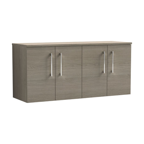 [BFLE2523W2] Balterley Level Modern Bathroom 1200mm Wall Hung 4-Door Vanity Unit with Worktop, Soft Close Doors, Solace Oak - Cutout