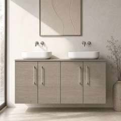 [BFLE2523W2] Bramshall Contemporary 4 Door Wall Hung Vanity Unit with Worktop, 1200mm, Choice of Colour - Silo