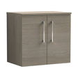 [BFLE2523W] Balterley Level Modern Bathroom 600mm Wall Hung 2-Door Vanity Unit with Worktop, Soft Close Doors, Solace Oak - Cutout
