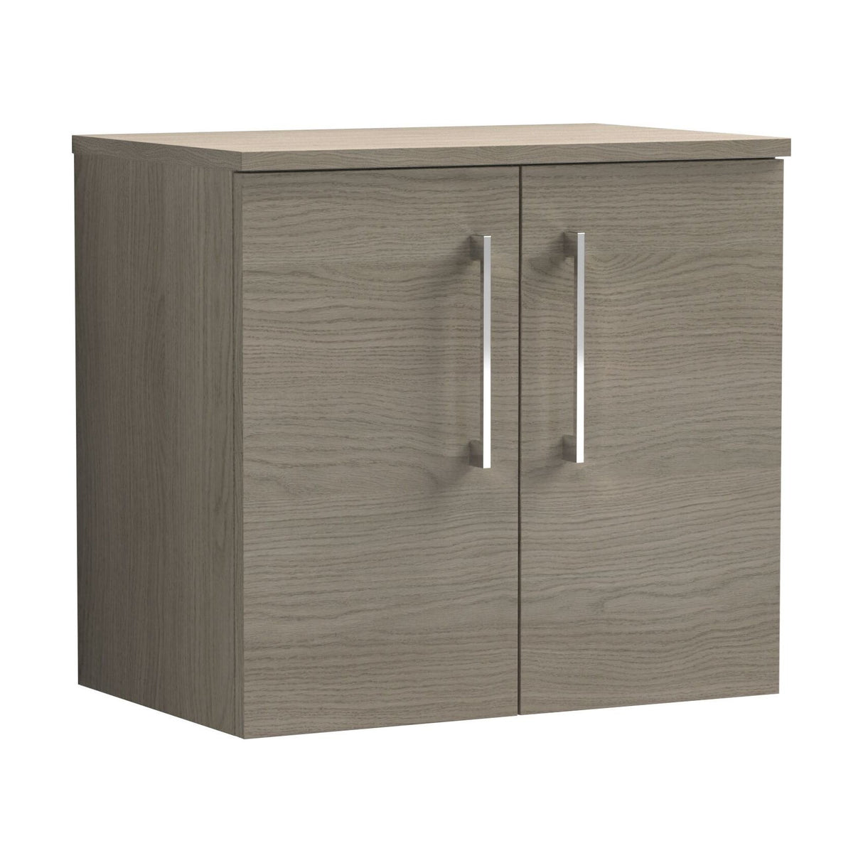 [BFLE2523W] Balterley Level Modern Bathroom 600mm Wall Hung 2-Door Vanity Unit with Worktop, Soft Close Doors, Solace Oak - Cutout