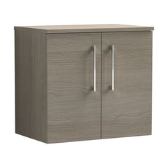 [BFLE2523W] Bramshall Contemporary 2 Door Wall Hung Vanity Unit with Worktop, 600mm, Choice of Colour - Cutout
