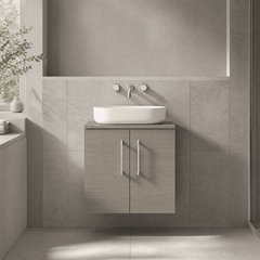 [BFLE2523W] Bramshall Contemporary 2 Door Wall Hung Vanity Unit with Worktop, 600mm, Choice of Colour