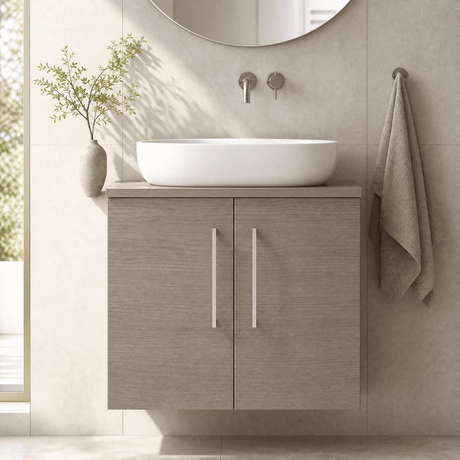 [BFLE2523W] Bramshall Contemporary 2 Door Wall Hung Vanity Unit with Worktop, 600mm, Choice of Colour - Silo