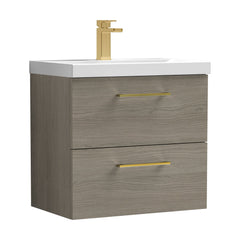 [BFLE2524AH017] Bramshall Wall Hung 2 Drawer Vanity Unit with Mid-Edge Ceramic Basin - Choice of Colour, Handle Finish and Size - Cutout