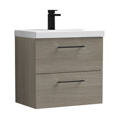 [BFLE2524AH018] Bramshall Wall Hung 2 Drawer Vanity Unit with Mid-Edge Ceramic Basin - Choice of Colour, Handle Finish and Size - Cutout