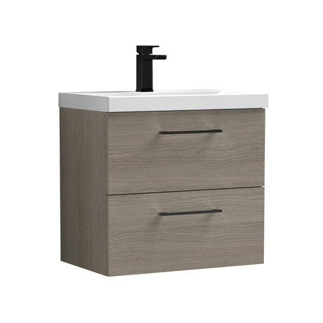 Bramshall Wall Hung 2 Drawer Vanity Unit with Mid-Edge Ceramic Basin - Choice of Colour, Handle Finish and Size