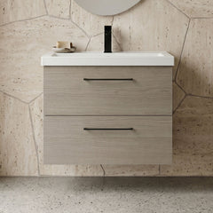 [BFLE2524AH018] Bramshall Wall Hung 2 Drawer Vanity Unit with Mid-Edge Ceramic Basin - Choice of Colour, Handle Finish and Size - Silo