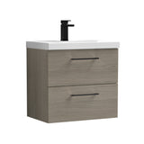 Wall Hung 2 Drawer Vanity Unit with Mid-Edge Ceramic Basin - Choice of Colour, Handle Finish and Size