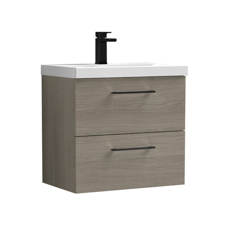 Wall Hung 2 Drawer Vanity Unit with Mid-Edge Ceramic Basin - Choice of Colour, Handle Finish and Size