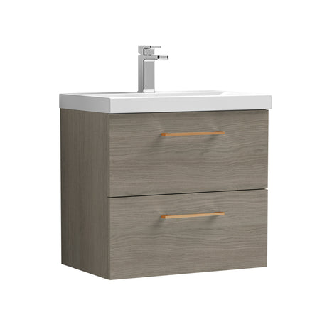 Bramshall Wall Hung 2 Drawer Vanity Unit with Mid-Edge Ceramic Basin - Choice of Colour, Handle Finish and Size