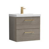 Wall Hung 2 Drawer Vanity Unit with Mid-Edge Ceramic Basin - Choice of Colour, Handle Finish and Size