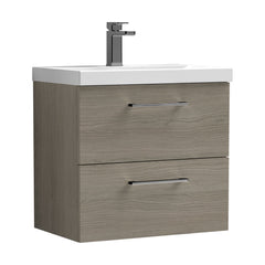 [BFLE2524AH716] Bramshall Wall Hung 2 Drawer Vanity Unit with Mid-Edge Ceramic Basin - Choice of Colour, Handle Finish and Size - Cutout
