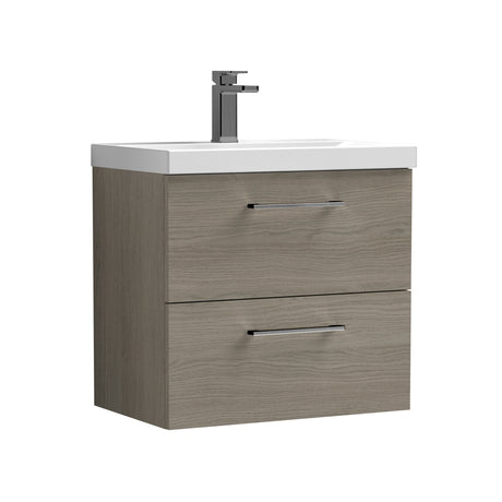 Bramshall Wall Hung 2 Drawer Vanity Unit with Mid-Edge Ceramic Basin - Choice of Colour, Handle Finish and Size