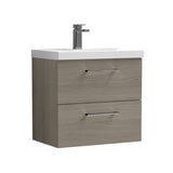 Wall Hung 2 Drawer Vanity Unit with Mid-Edge Ceramic Basin - Choice of Colour, Handle Finish and Size