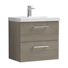 [BFLE2524A] Bramshall Wall Hung 2 Drawer Vanity Unit with Mid-Edge Ceramic Basin - Choice of Colour, Handle Finish and Size - Cutout