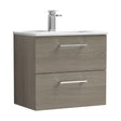 [BFLE2524B] Balterley Level Contemporary Bathroom 2 Soft Close Drawer & Minimalist Wall Hung Vanity Unit Basin, Solace Oak, 600mm - Cutout