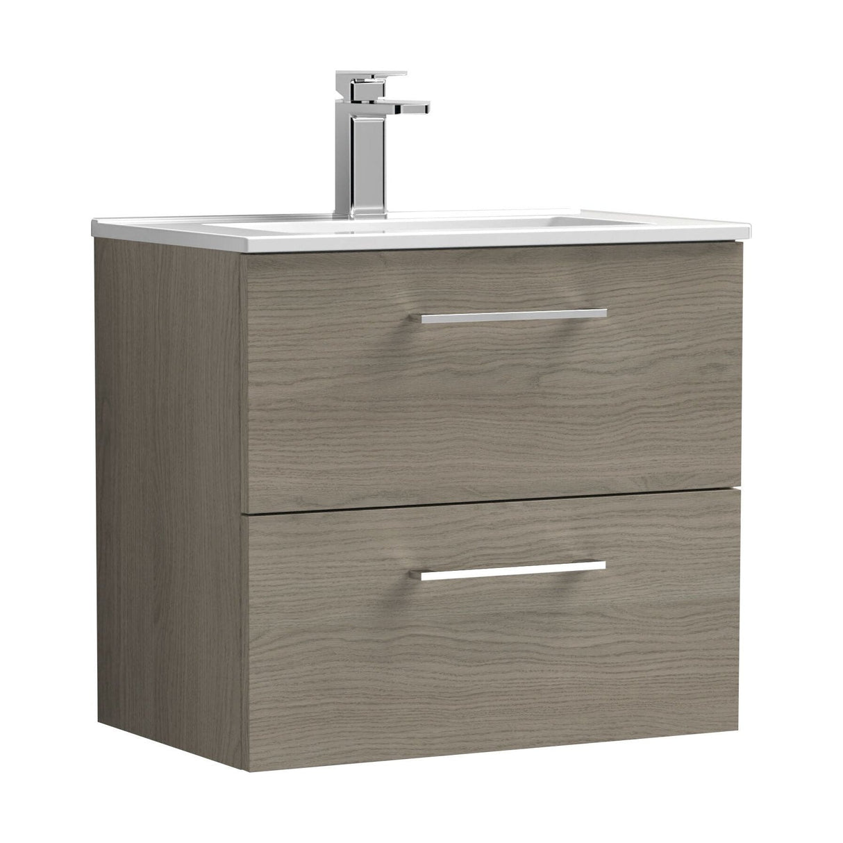 [BFLE2524B] Bramshall Contemporary 2 Soft Close Drawer Wall Hung Vanity Unit, Choice of Size/Basin Type/Colour - Cutout
