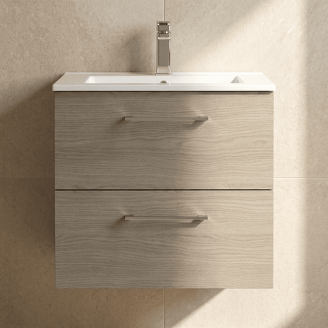 [BFLE2524B] Bramshall Contemporary 2 Soft Close Drawer Wall Hung Vanity Unit, Choice of Size/Basin Type/Colour - Silo