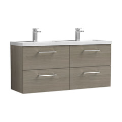 [BFLE2524C2] Balterley Level 1200mm Wall Hung 4-Drawer Vanity Unit with Double Basin for Modern Bathroom Storage - Gloss White - Cutout