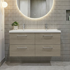 [BFLE2524C2] Balterley Level 1200mm Wall Hung 4-Drawer Vanity Unit with Double Basin for Modern Bathroom Storage - Gloss White - Silo