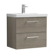 [BFLE2524D] Balterley  Wall Hung 2 Soft Close Drawer & Thin-Edge Bathroom Vanity Unit Basin, Solace Oak, 600mm - Cutout