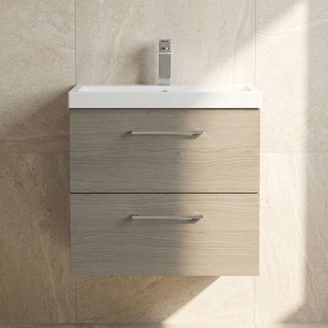 [BFLE2524D] Bramshall Contemporary 2 Soft Close Drawer Wall Hung Vanity Unit, Choice of Size/Basin Type/Colour - Silo