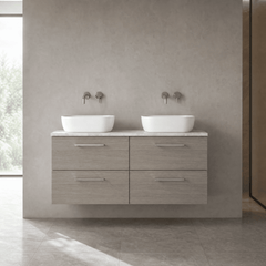 [BFLE2524LBG2] Bramshall Wall Hung 4 Drawer Vanity Unit with Bellato Grey Laminate Worktop, 1200mm, Choice of Colour