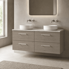 [BFLE2524LBG2] Bramshall Wall Hung 4 Drawer Vanity Unit with Bellato Grey Laminate Worktop, 1200mm, Choice of Colour