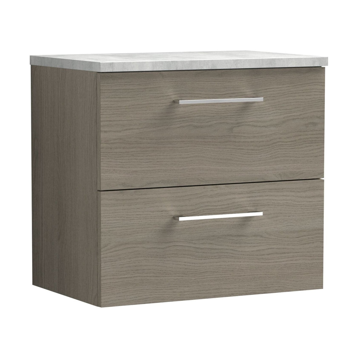 [BFLE2524LBG] Bramshall Contemporary 2 Drawer Wall Hung Vanity Unit with Bellato Grey Laminate Worktop, Choice of Size and Colour - Cutout