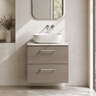 [BFLE2524LBG] Bramshall Contemporary 2 Drawer Wall Hung Vanity Unit with Bellato Grey Laminate Worktop, Choice of Size and Colour - Silo
