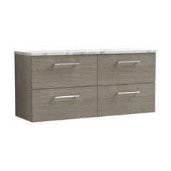 [BFLE2524LCM2] Balterley Level 1200mm Wall Hung 4 Drawer Vanity Unit & Laminate Worktop for Spacious Natural Wood Bathroom Storage - Solace Oak - Cutout