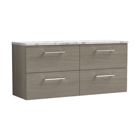 [BFLE2524LCM2] Balterley Level 1200mm Wall Hung 4 Drawer Vanity Unit & Laminate Worktop for Spacious Natural Wood Bathroom Storage - Solace Oak - Cutout