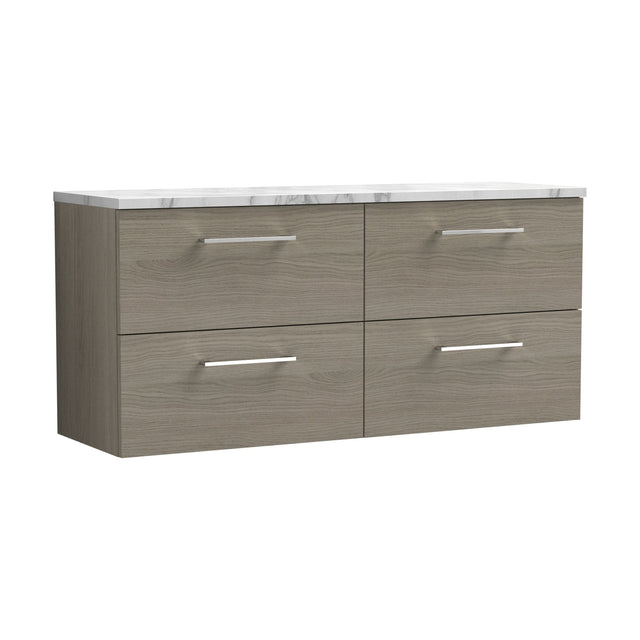 [BFLE2524LCM2] Balterley Level 1200mm Wall Hung 4 Drawer Vanity Unit & Laminate Worktop for Spacious Natural Wood Bathroom Storage - Solace Oak - Cutout