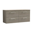 [BFLE2524W2] Balterley Level Modern Bathroom 1200mm Wall Hung 4 Soft Close Drawer Vanity Unit with Worktop, 557 x 1205 x 390mm, Solace Oak - Cutout