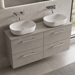 [BFLE2524W2] Bramshall Contemporary 4 Drawer Wall Hung Vanity Unit with Worktop, 1200mm, Choice of Colour