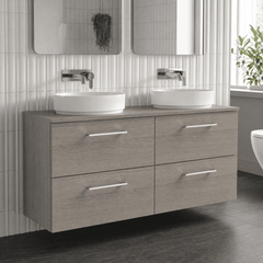 [BFLE2524W2] Bramshall Contemporary 4 Drawer Wall Hung Vanity Unit with Worktop, 1200mm, Choice of Colour