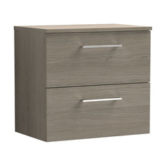 [BFLE2524W] Bramshall Contemporary 2 Soft Close Drawer Wall Hung Vanity Unit with Worktop, Choice of Size and Colour - Cutout