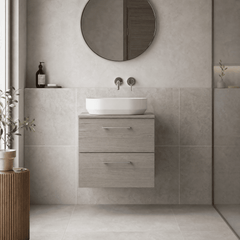 [BFLE2524W] Bramshall Contemporary 2 Soft Close Drawer Wall Hung Vanity Unit with Worktop, Choice of Size and Colour