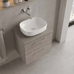 [BFLE2524W] Bramshall Contemporary 2 Soft Close Drawer Wall Hung Vanity Unit with Worktop, Choice of Size and Colour