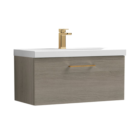 Wall Hung 1 Drawer Vanity Unit with Mid-Edge Ceramic Basin - Choice of Colour, Handle Finish and Size